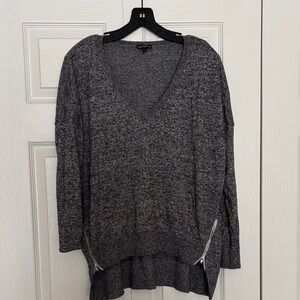 Express Gray V-Neck Sweater